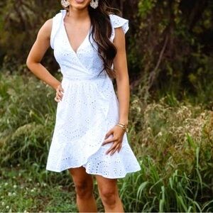 Japna White Eyelet Mini Dress Size Medium Boho